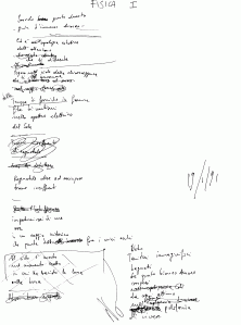 Sonia Caporossi - Viaggio Mentale Nel Cielo di Tangeri, autografo, prima redazione intitolata Fisica I, 19/01/1991